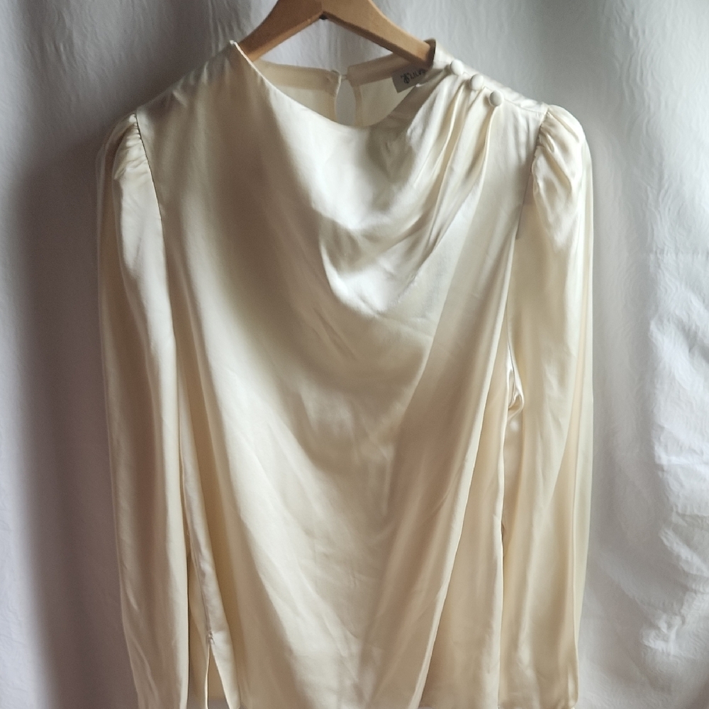 Lilysilk Cream Draped Blouse with Elegant Silhouette